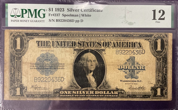 $1 1923 Silver Certificate Fr#237 PMG-12