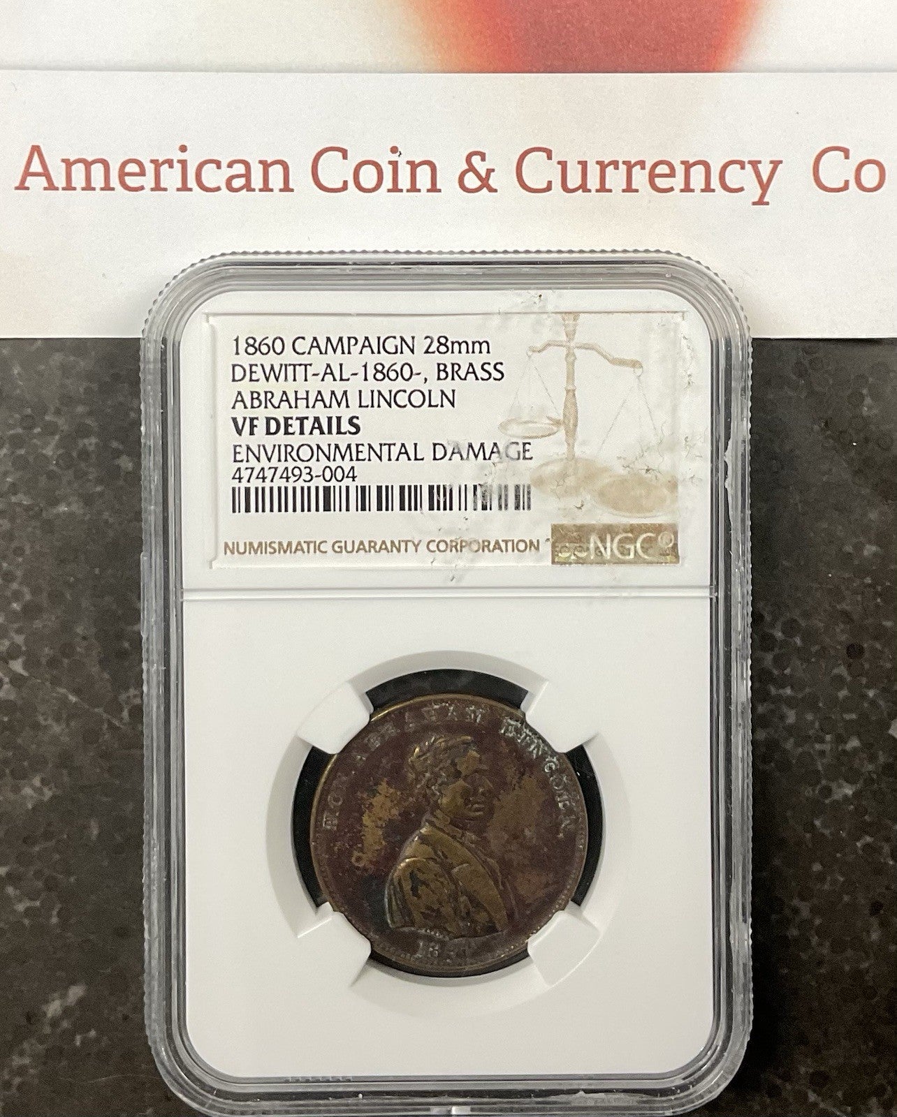 1860 Abraham Lincoln Campaign Token NGC VF Details