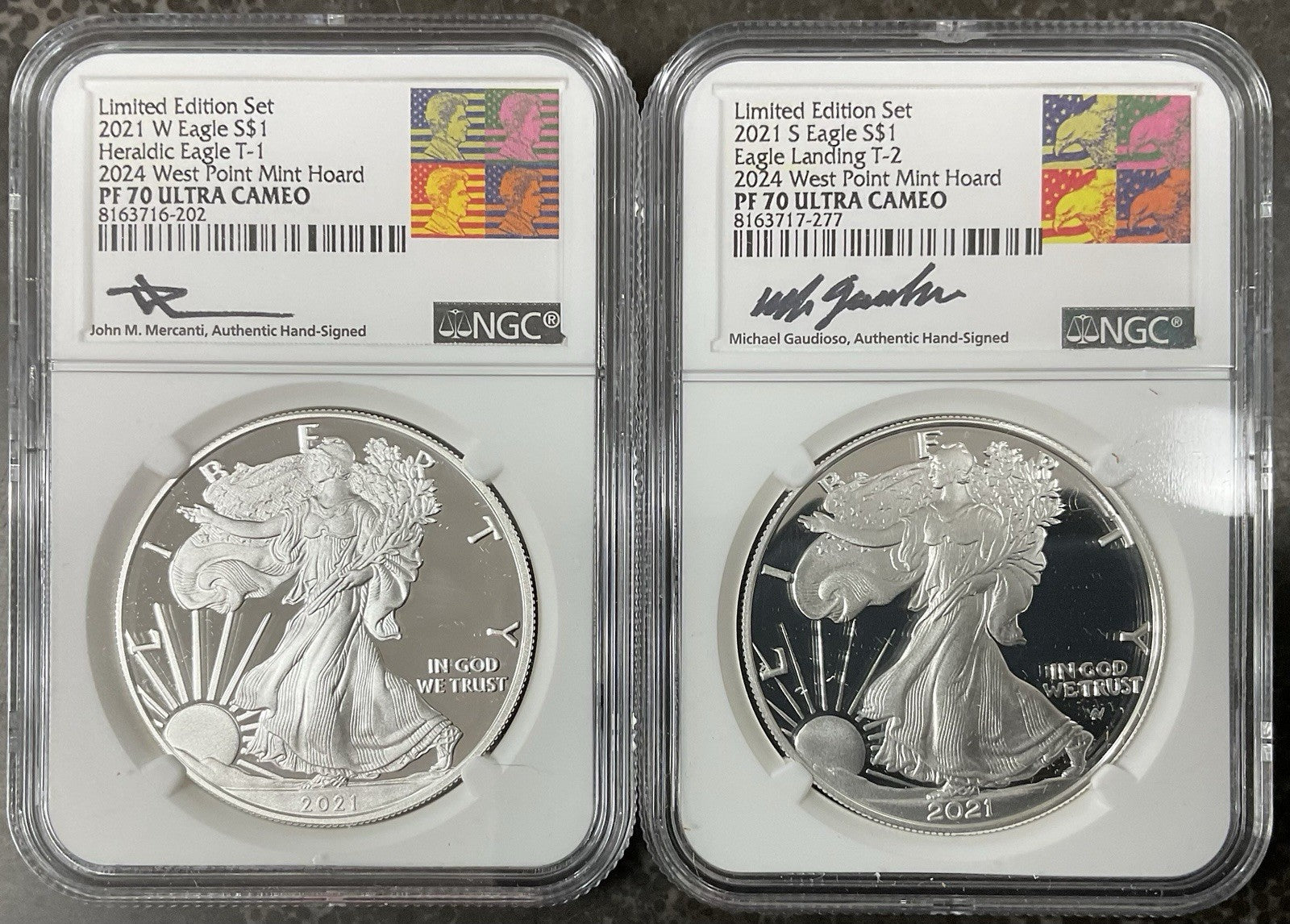 2021 Limited Edition Silver Eagle Proof Set WP Mint Hoard NGC PF70UCAM T1 & T2