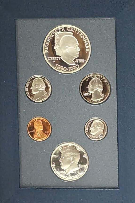 1990 S Prestige Proof Set Eisenhower 90% Silver Dollar US (6 Coin Set)