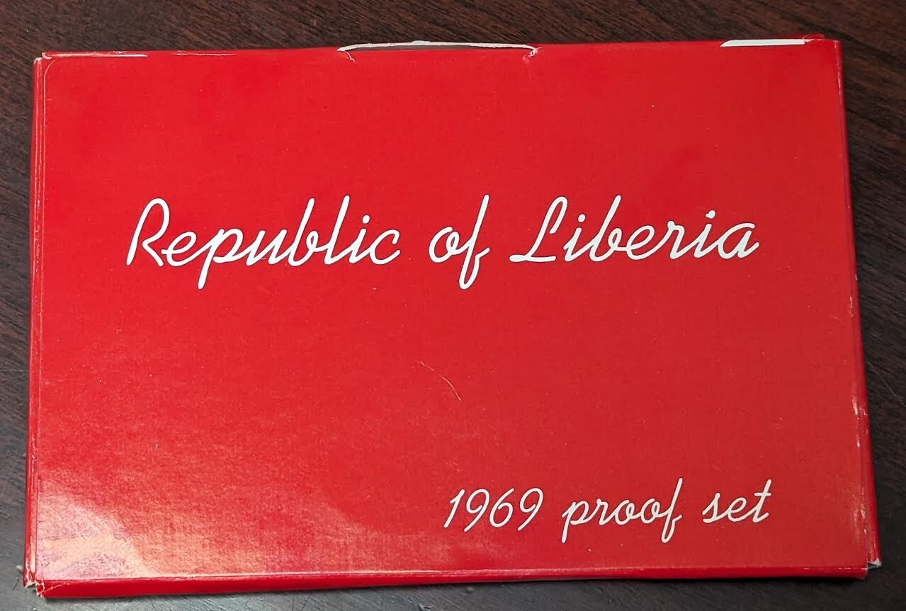 1969 LIBERIA - OFFICIAL PROOF SET (6) - U.S. MINT - ORIG. BLACK PLASTIC CASE