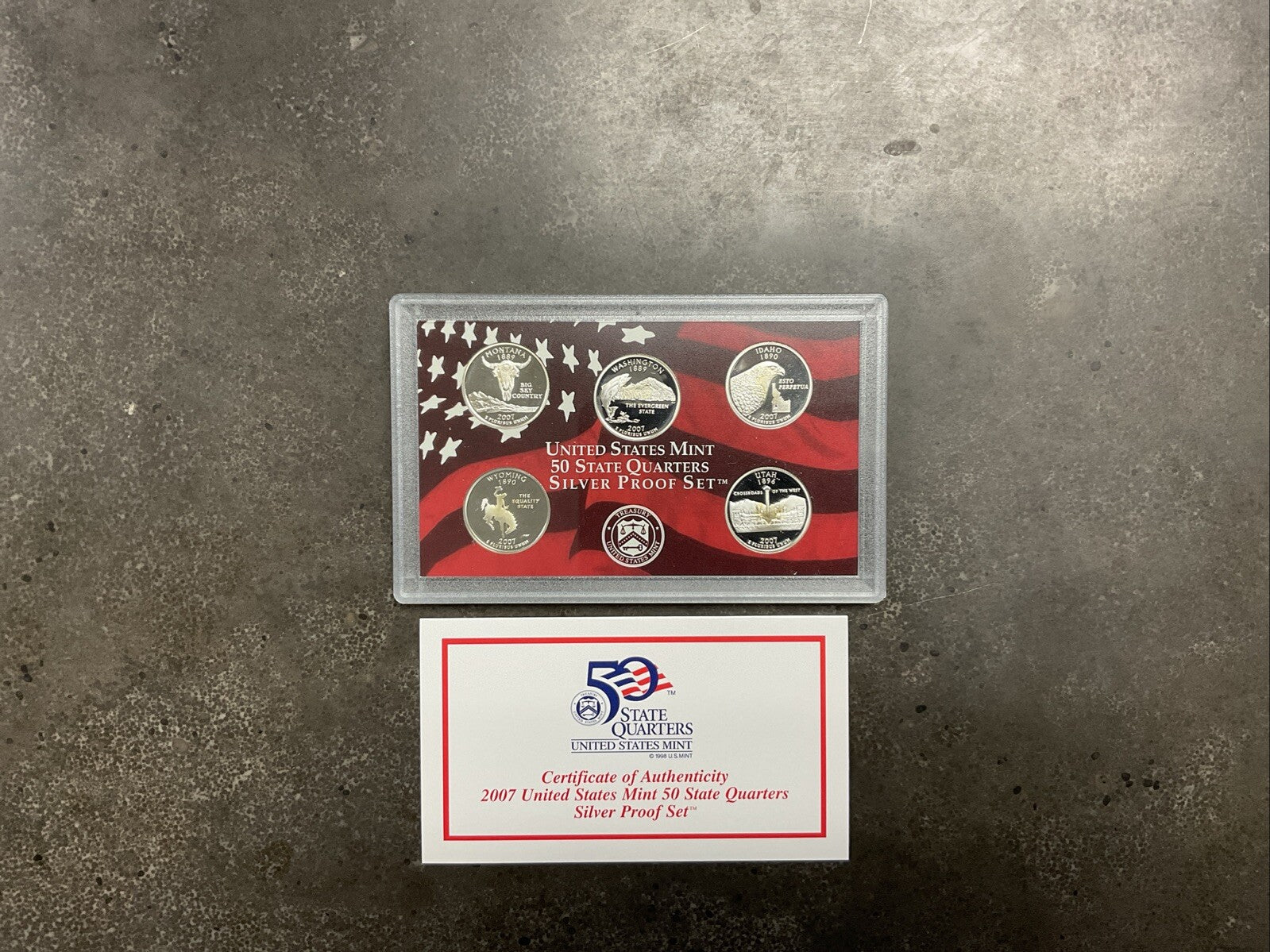 2007 U.S Mint 50 State Quarters Silver Proof Set With Box And COA