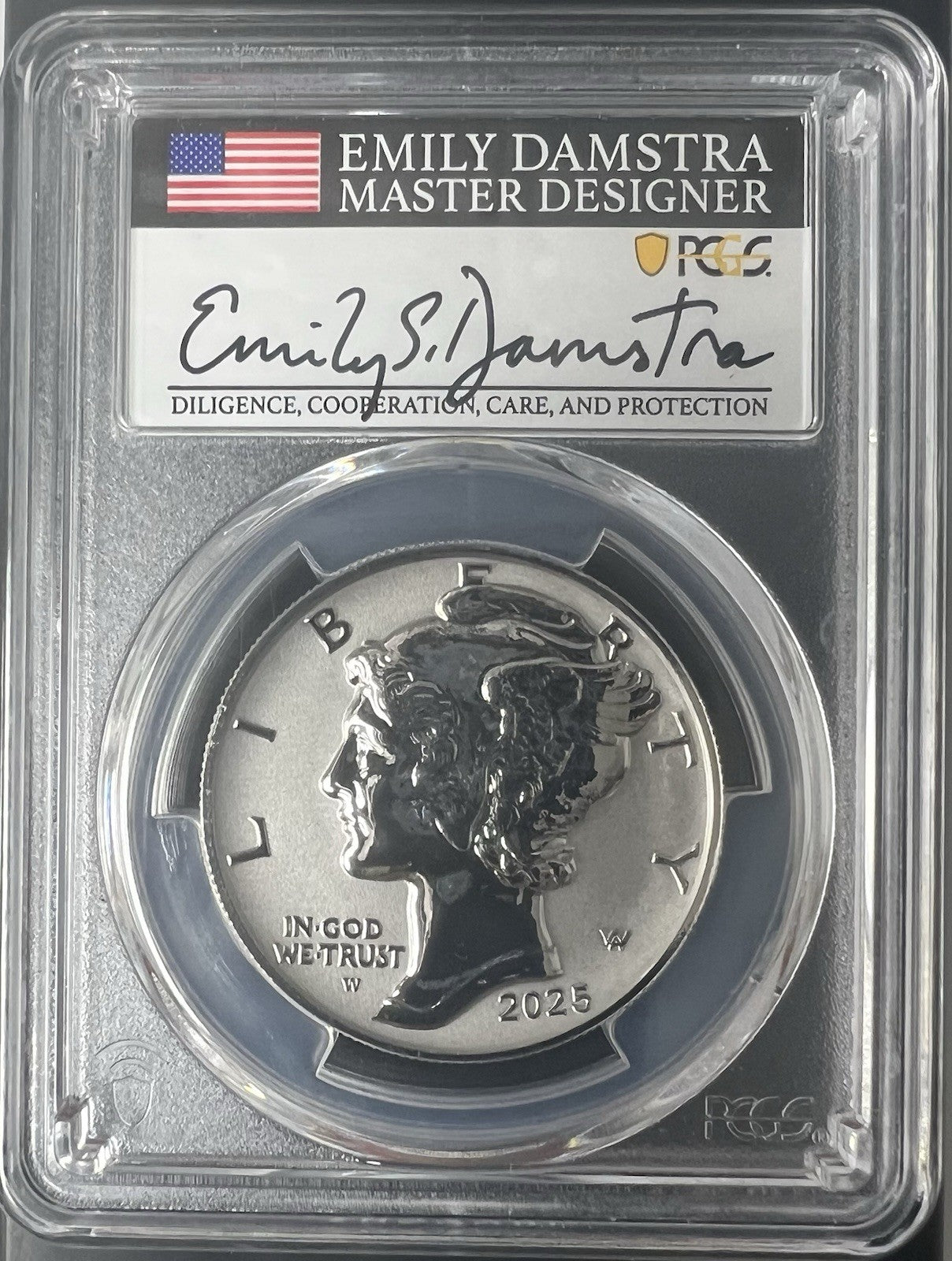 2025-W $25 Palladium Eagle PCGS PR70 Reverse Proof Advanced Release E. Damstra