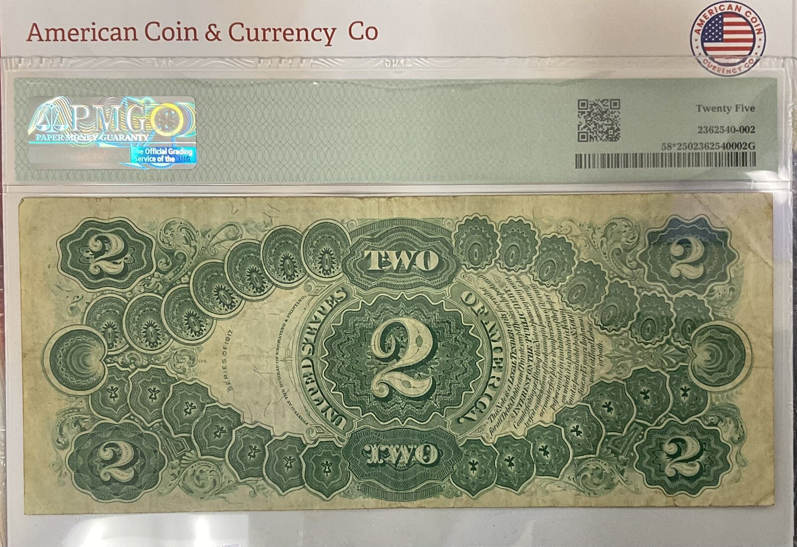 $2 1917 Star Note Fr# 58* Elliott/Burke PMG 25