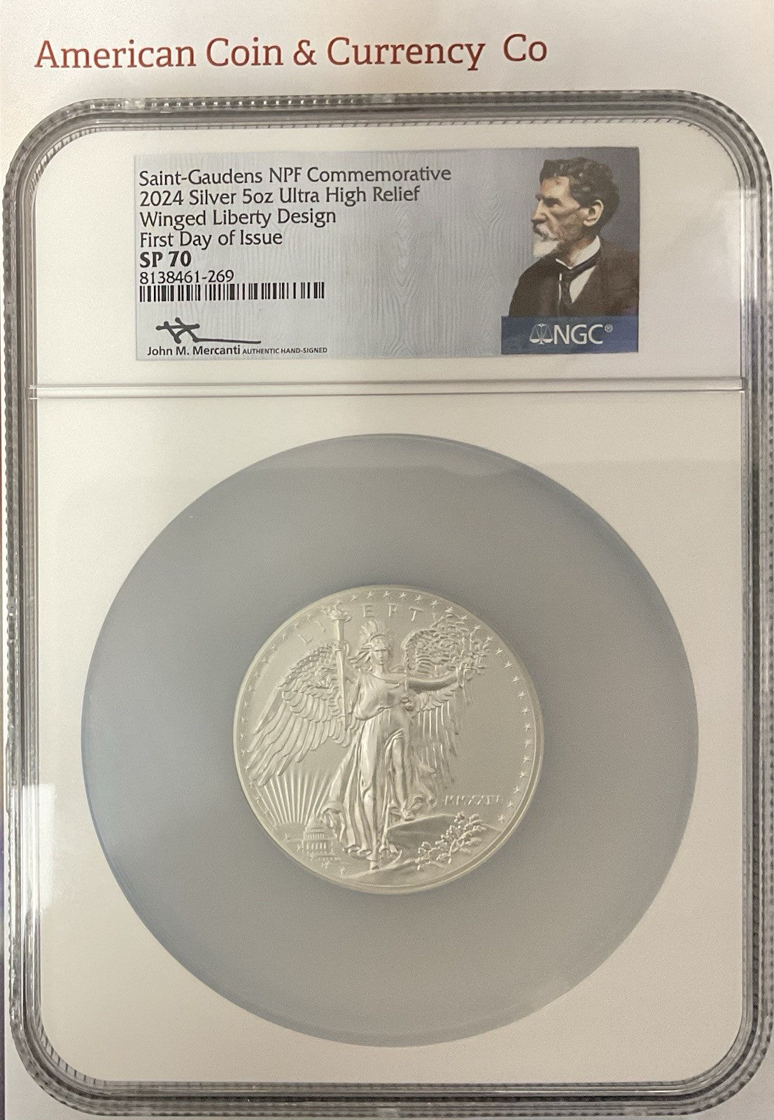2025 Saint Gaudens 5oz. Silver NPF Commemorative NGC SP-70 Ultra High Relief