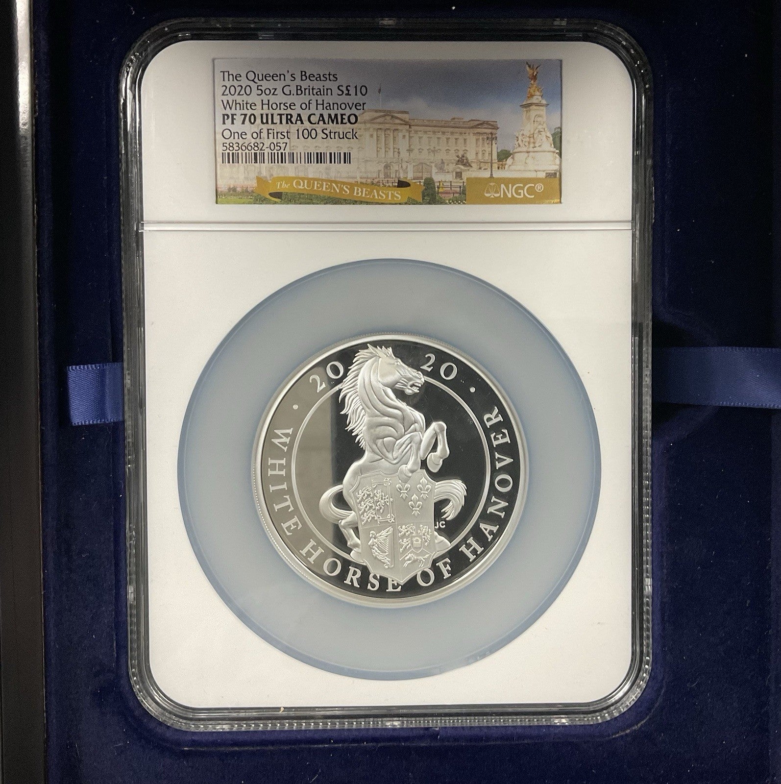2020 Queens Beast 5 Oz G. Britain NGC PF70UC White Horse Of Hanover