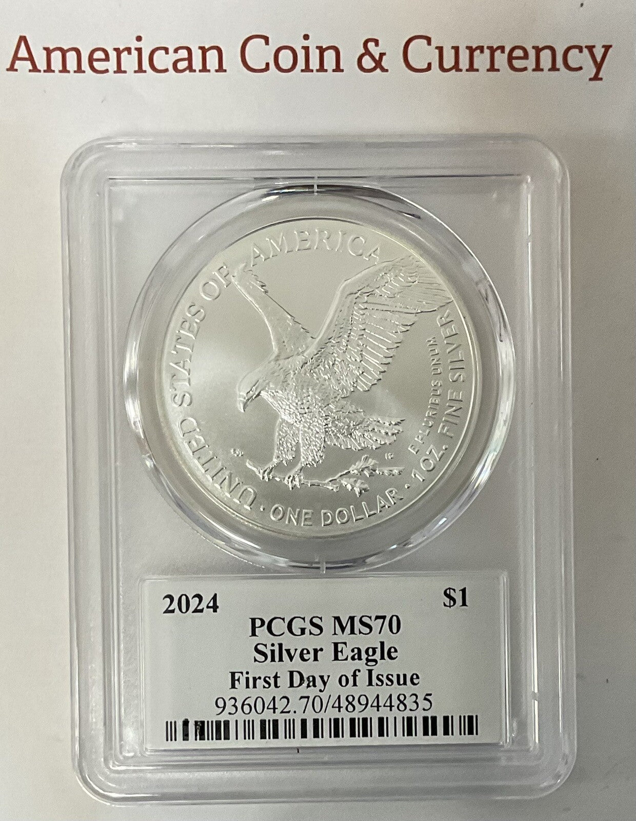 2024 American Silver Eagle PCGS MS70 FDI Damstra Signed