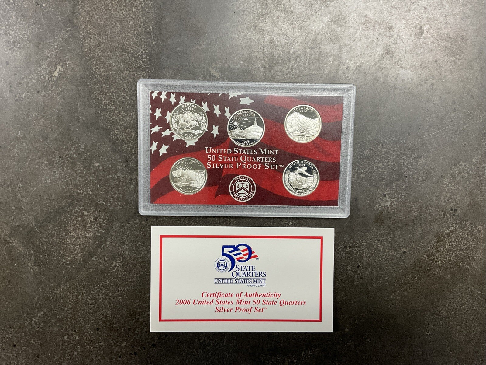 2006 United States Mint 50 State Quarters Silver Proof Set with Box and COA
