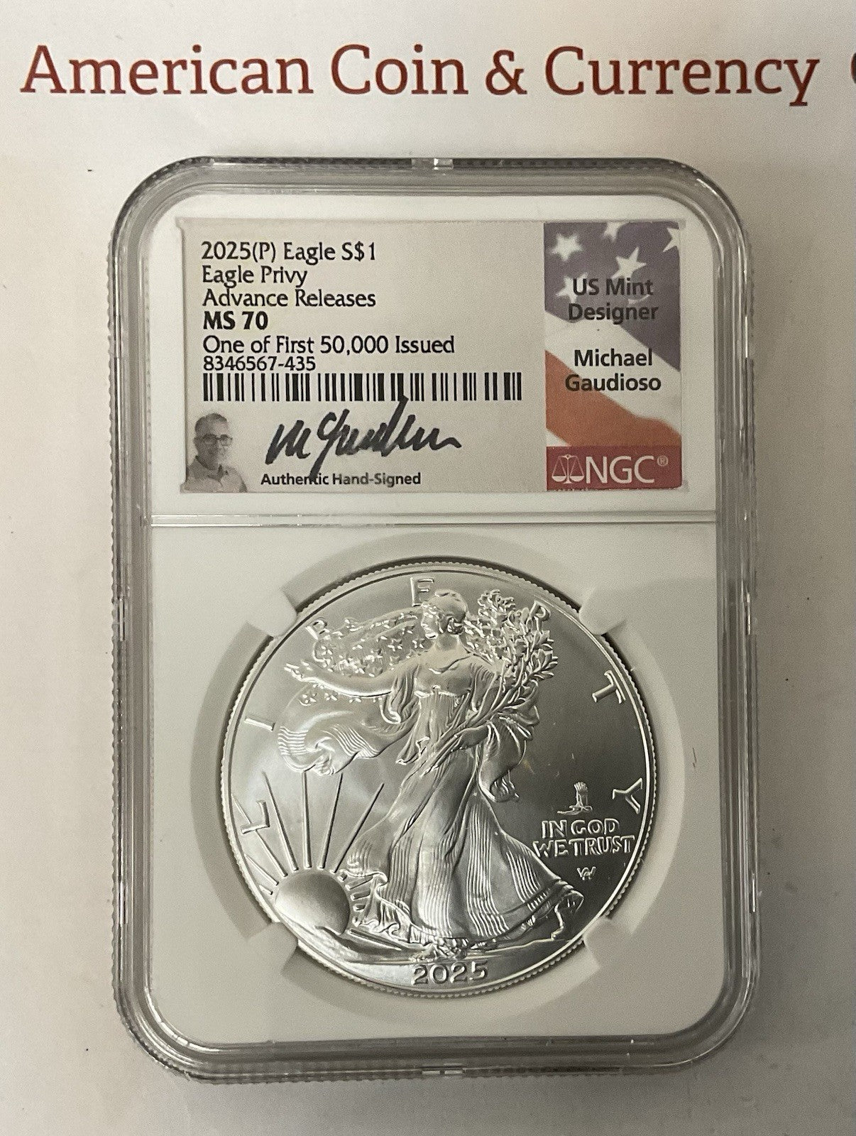 2025(P) ASE *Eagle Privy*  NGC MS70 Advanced Release 1 of 50,000 Gaudioso