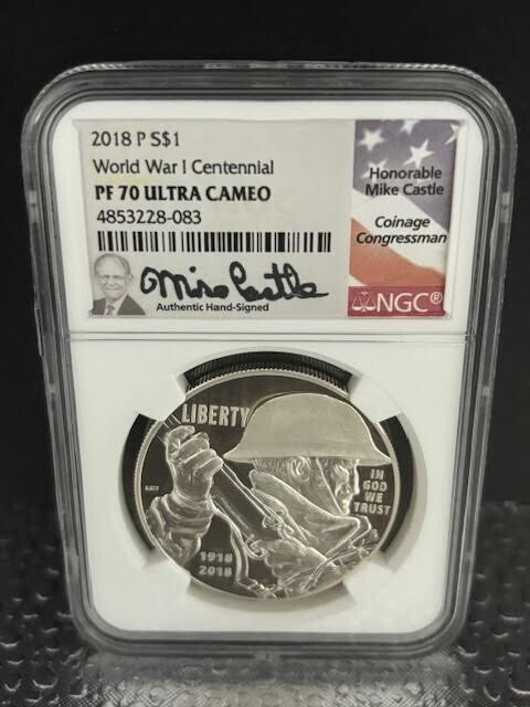 2018 (P) WW1 Centennial Medal NGC PF 70 UC Castle