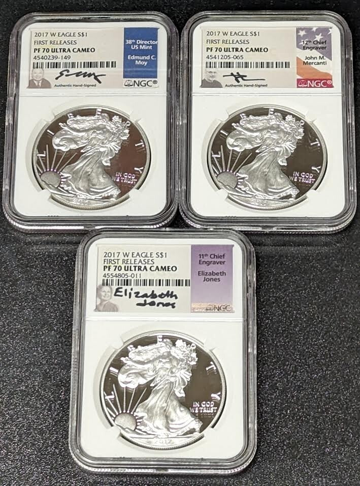 2017 W Silver Eagle Proof Set NGC PF70 UC First Release by Moy, Jones & Mercanti