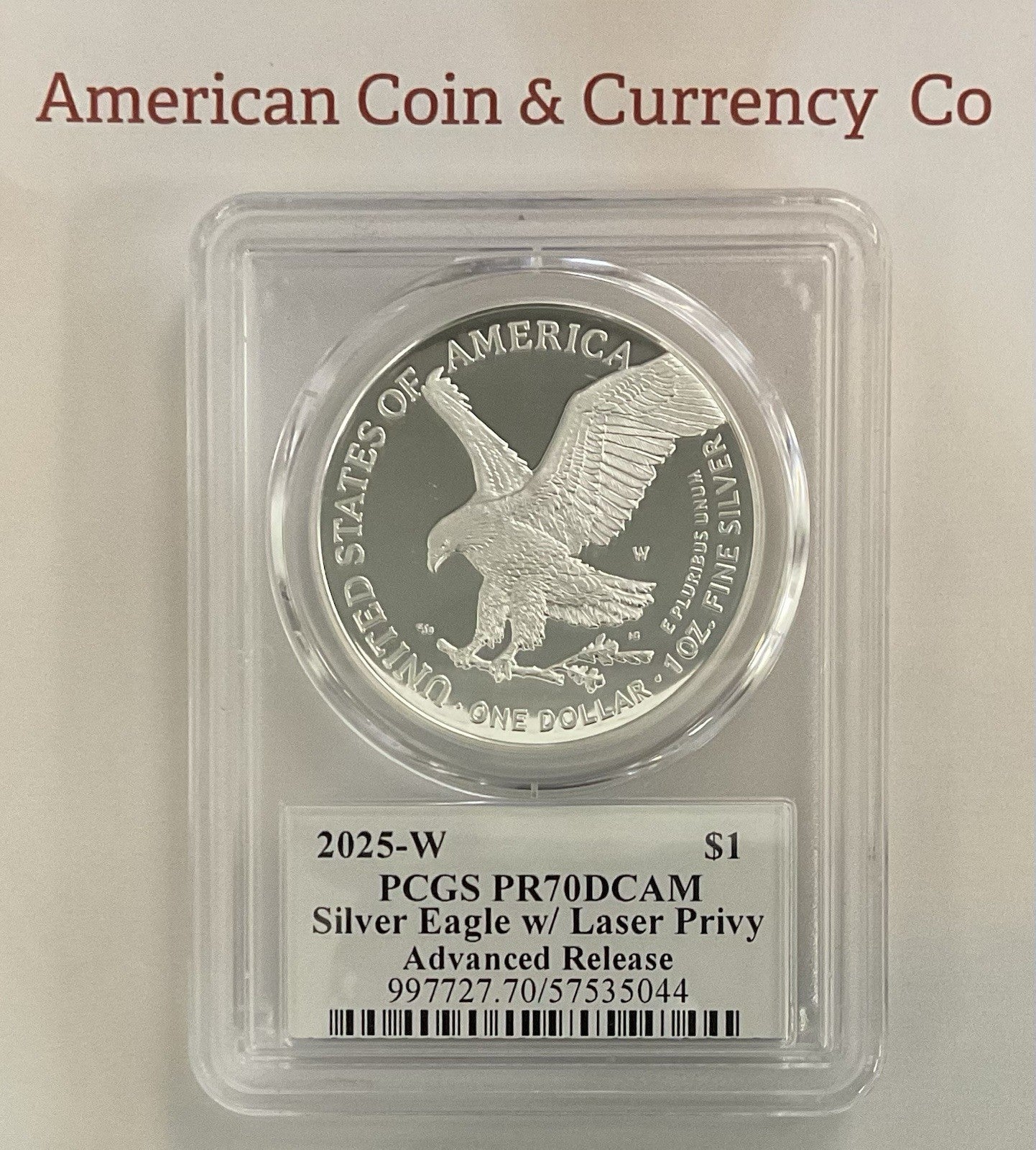 2025 American Silver Eagle Privy Set.  Eagle, Laser, Navy, Army, Marines Privy