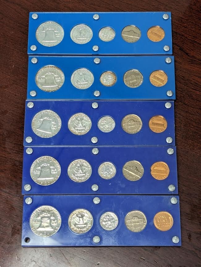 1958-1962 US Proof Coins - 1 cent, 5 cents, 10 cents, 20 cents, 50 cents