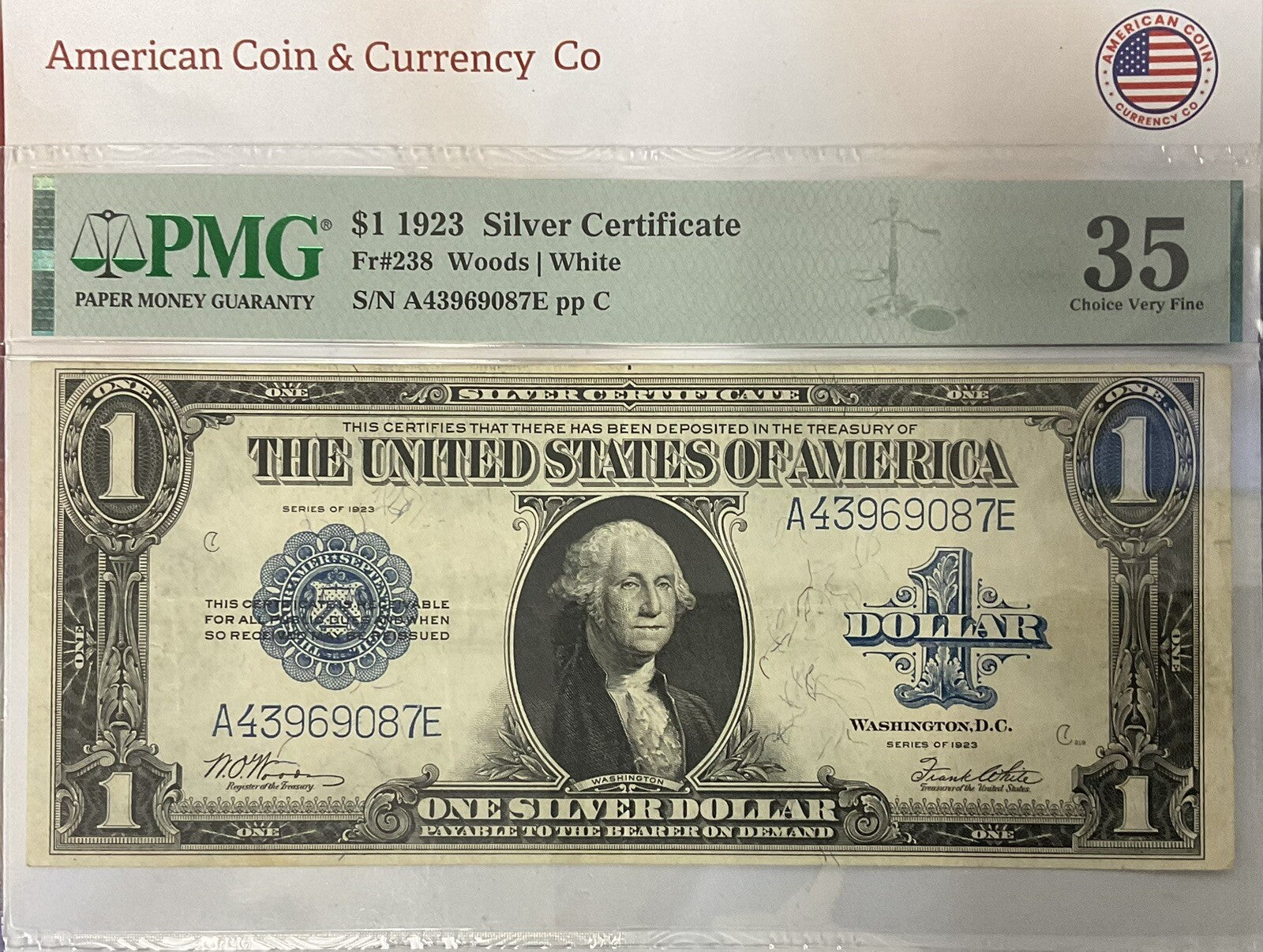 $1 1923 Silver Certificate Fr#238 PMG 35