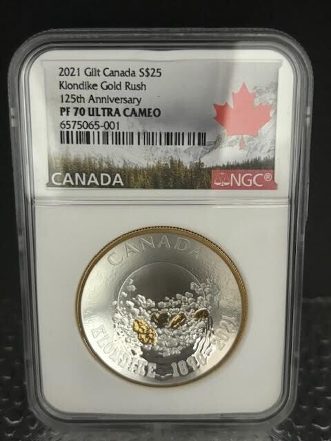 2021 Gilt Canada S$25 Klondike Gold Rush 125th Anniversary NGC PF 70 Ultra C