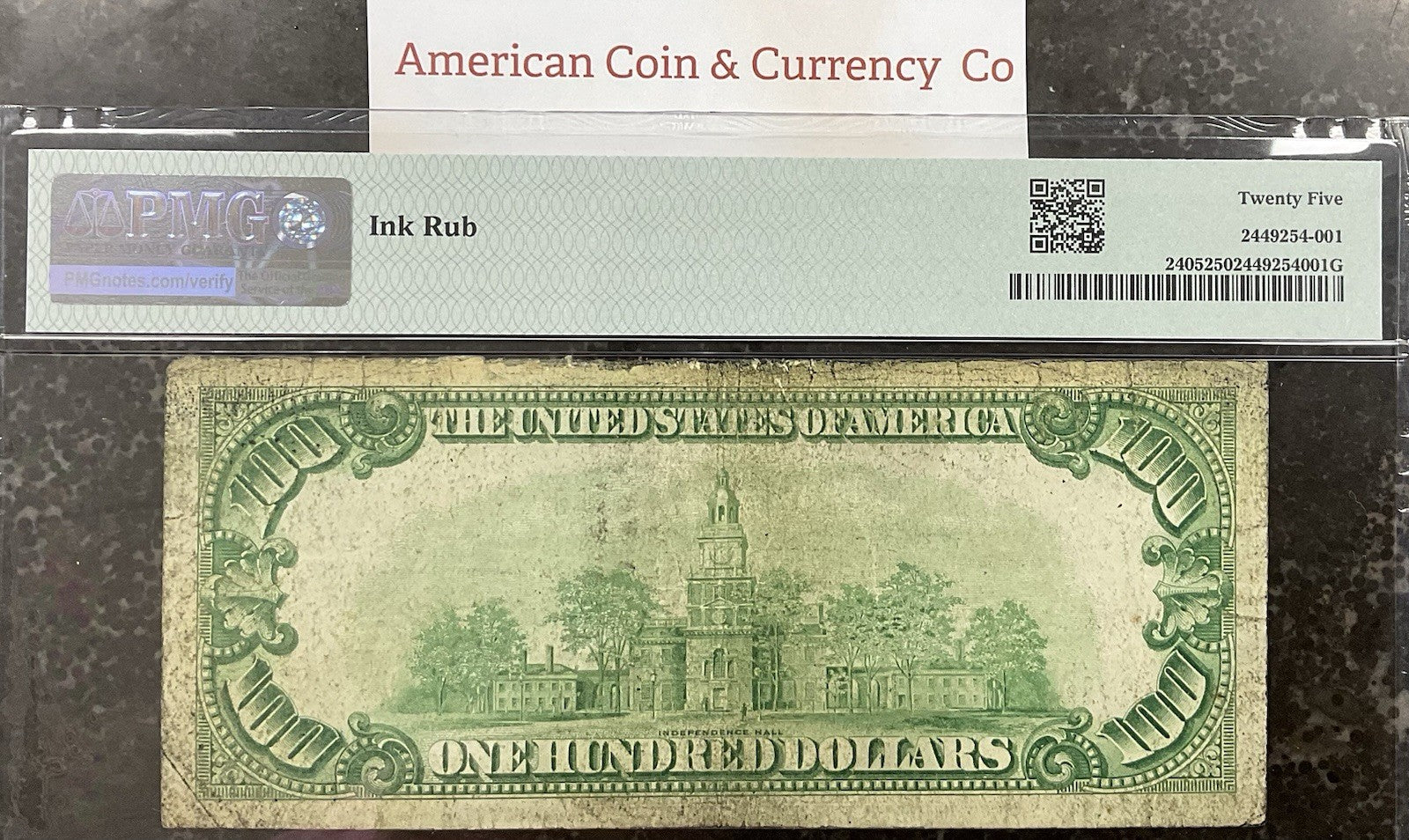 $100 1928 Gold Certificate Fr#2405 (AA Block) Woods/Mellon PMG 25 VF