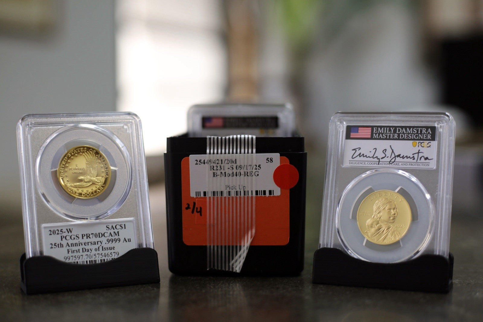 2025-W SAC$1 25th Anniv.9999 Gold Sacagawea PCGS PR70DCAM FDI Damstra Signed