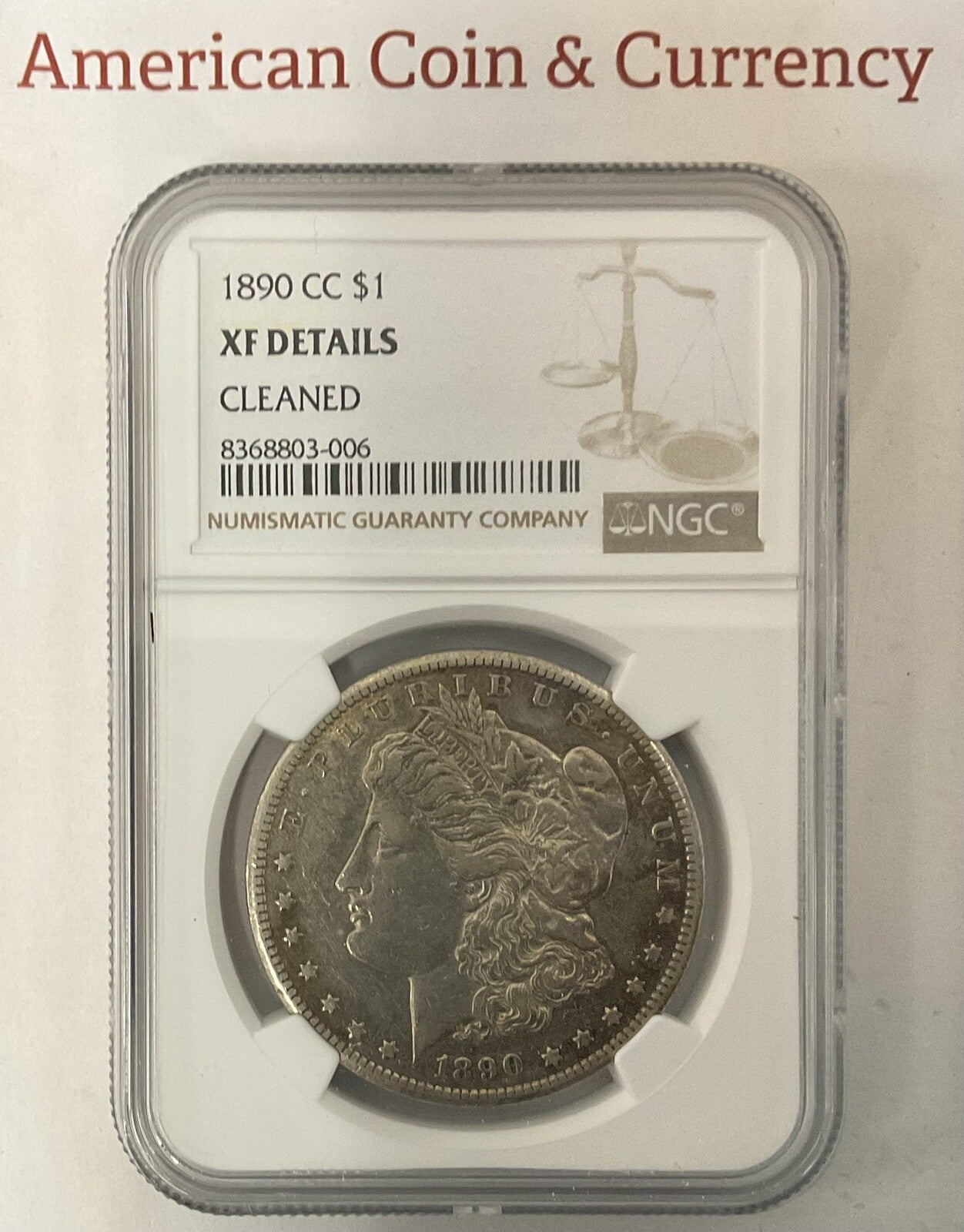 1890-CC Morgan Silver Dollar NGC XF Details (cleaned)