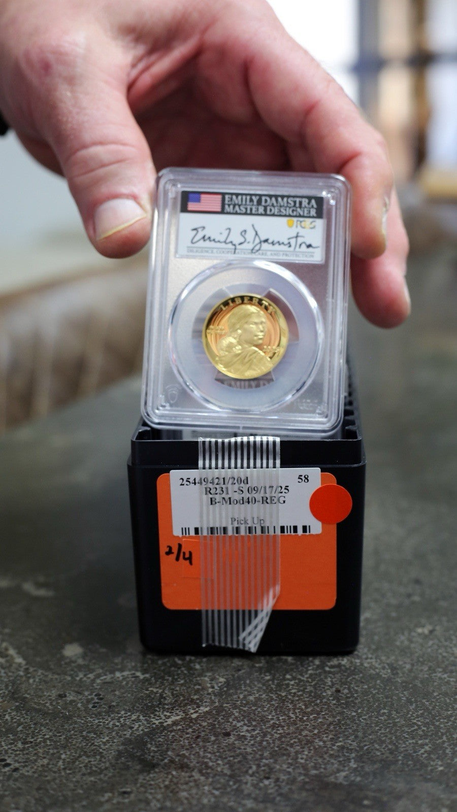 2025-W SAC$1 25th Anniv.9999 Gold Sacagawea PCGS PR70DCAM FDI Damstra Signed