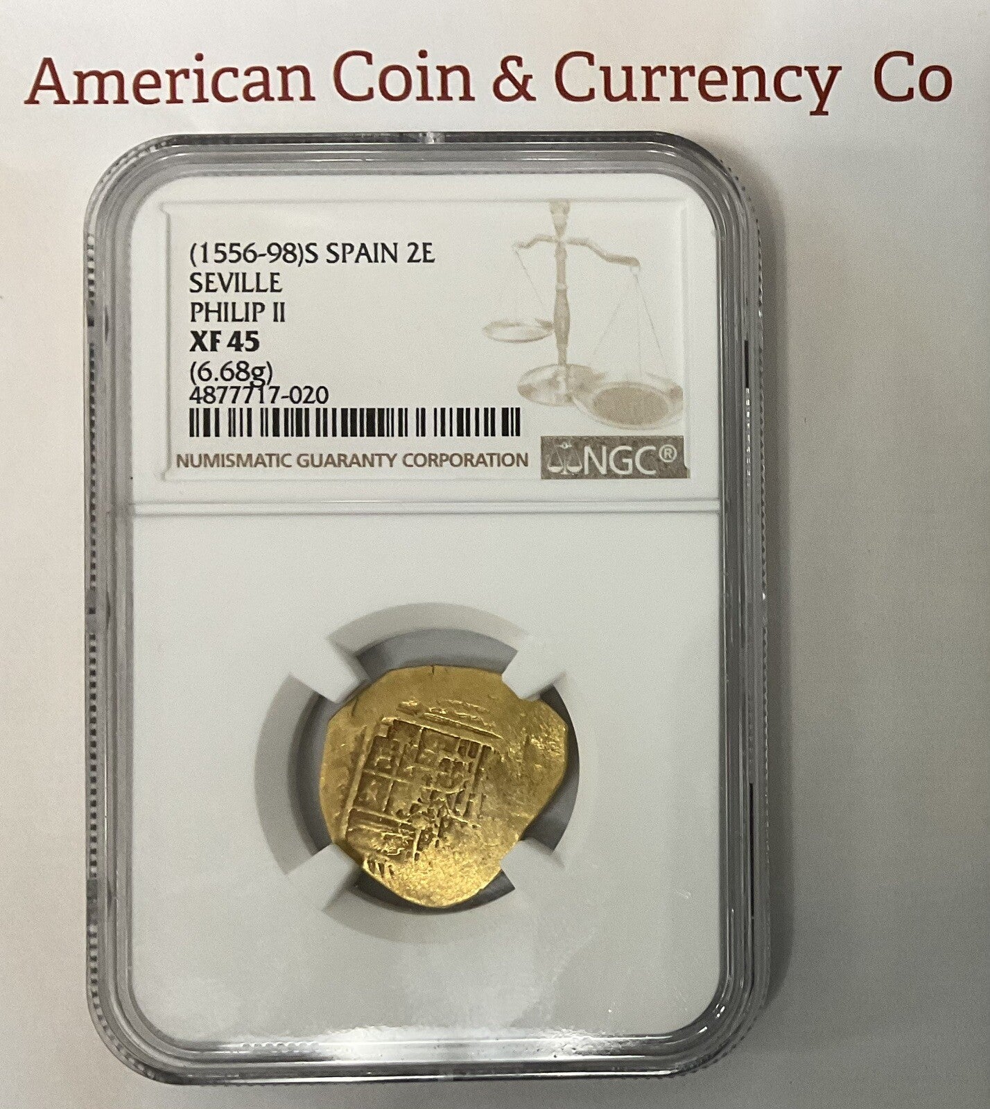 (1556-98)S Spain 2 Escudo Seville Philip II NGC XF-45