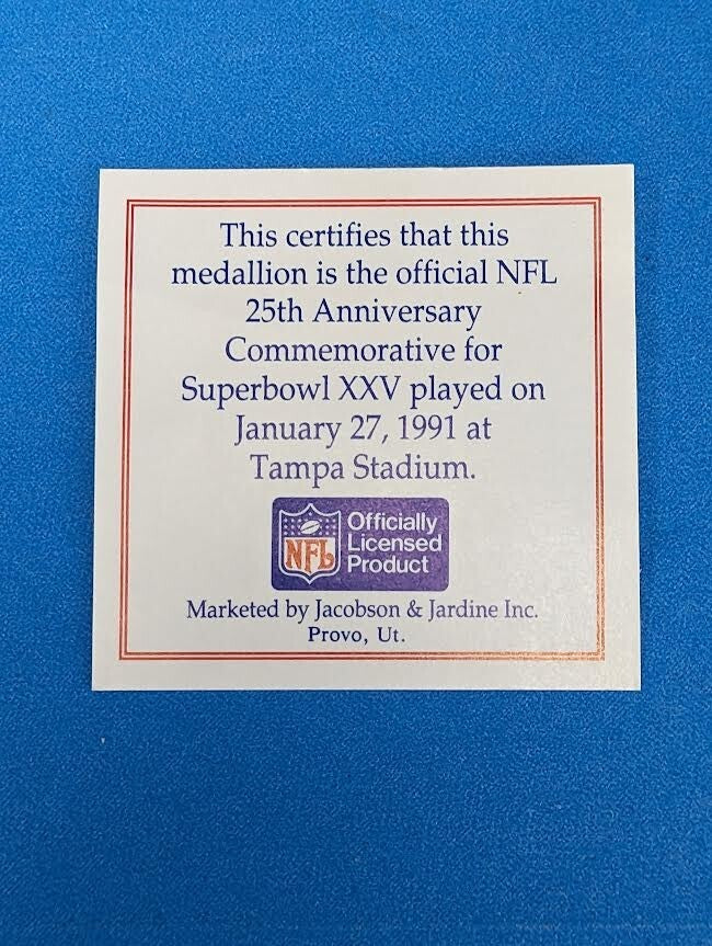 1991 Official NFL 25th Anniversary XXV Superbowl At Tampa Stadium Coin