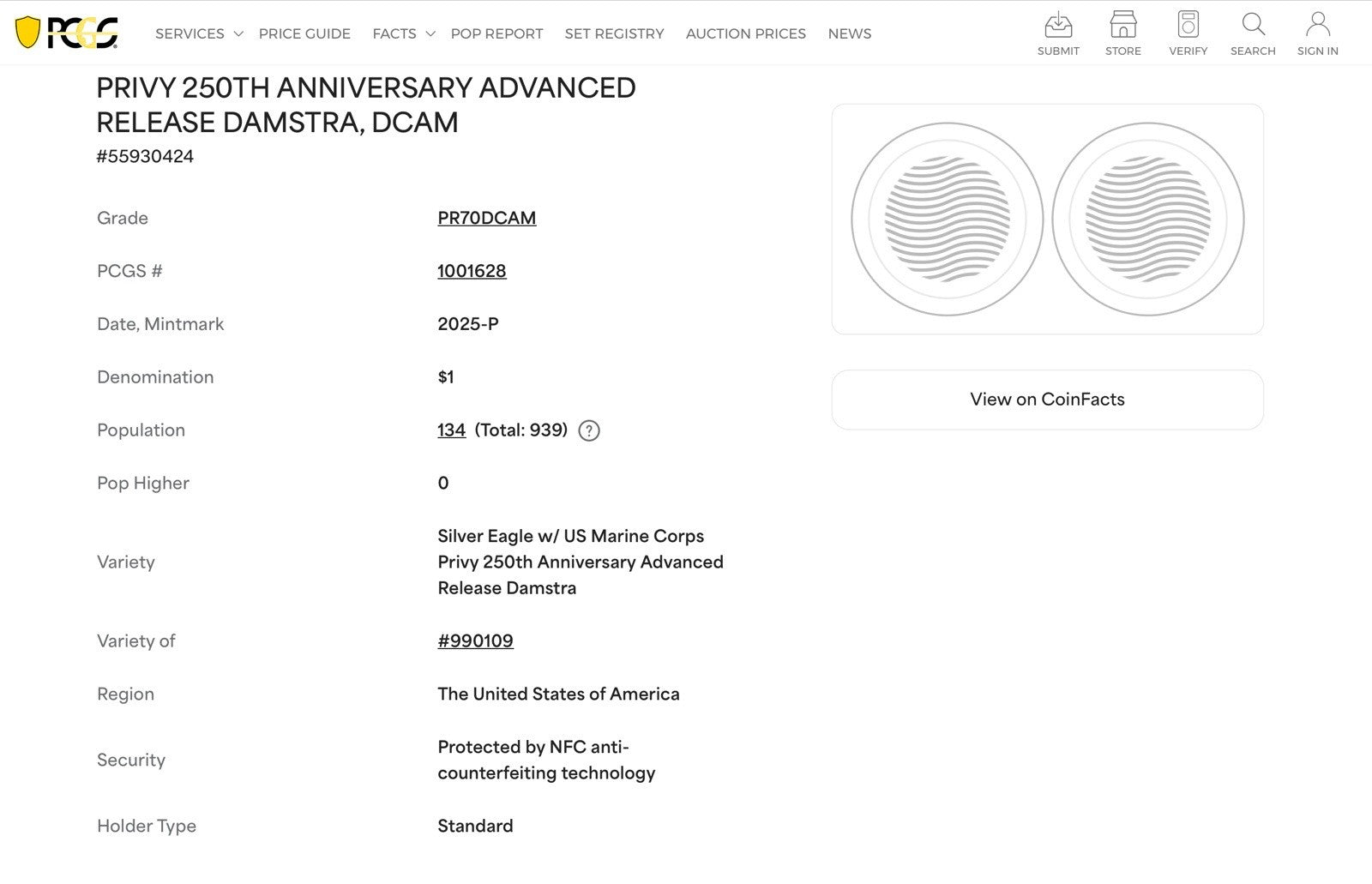 2025-P Silver Eagle W/ Marine Privy PCGS PR70DCAM 250th Anniv Advanced Release