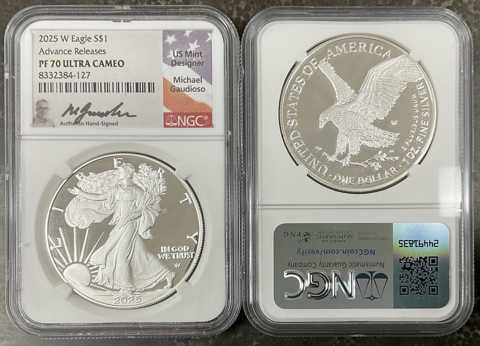 2025-W American Silver Eagle NGC PF70 Ultra Cameo Advanced Release Gaudioso