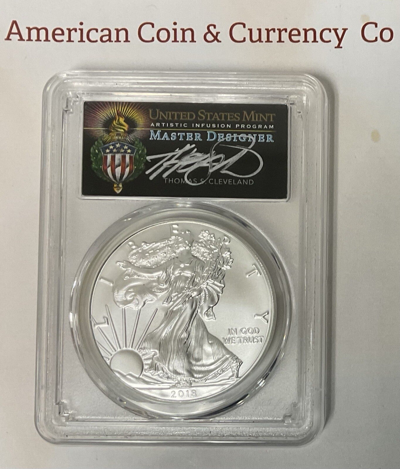 2018-(W) PCGS MS70 Silver Eagle Struck at West Point FDOI Thomas Cleveland