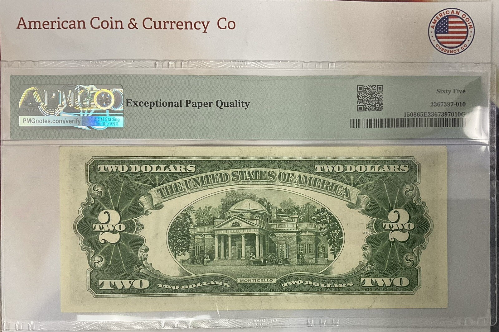 $2 1928G Legal Tender Note Fr#1508 PMG 65