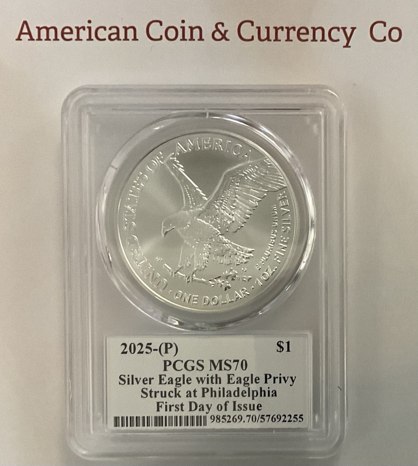 2025 American Silver Eagle Privy Set.  Eagle, Laser, Navy, Army, Marines Privy