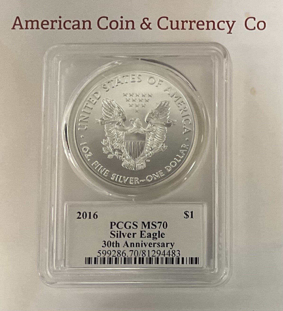 2016 SILVER EAGLE 30th Anniversary PCGS MS70 Signed/Verif by Founder DAVID HALL