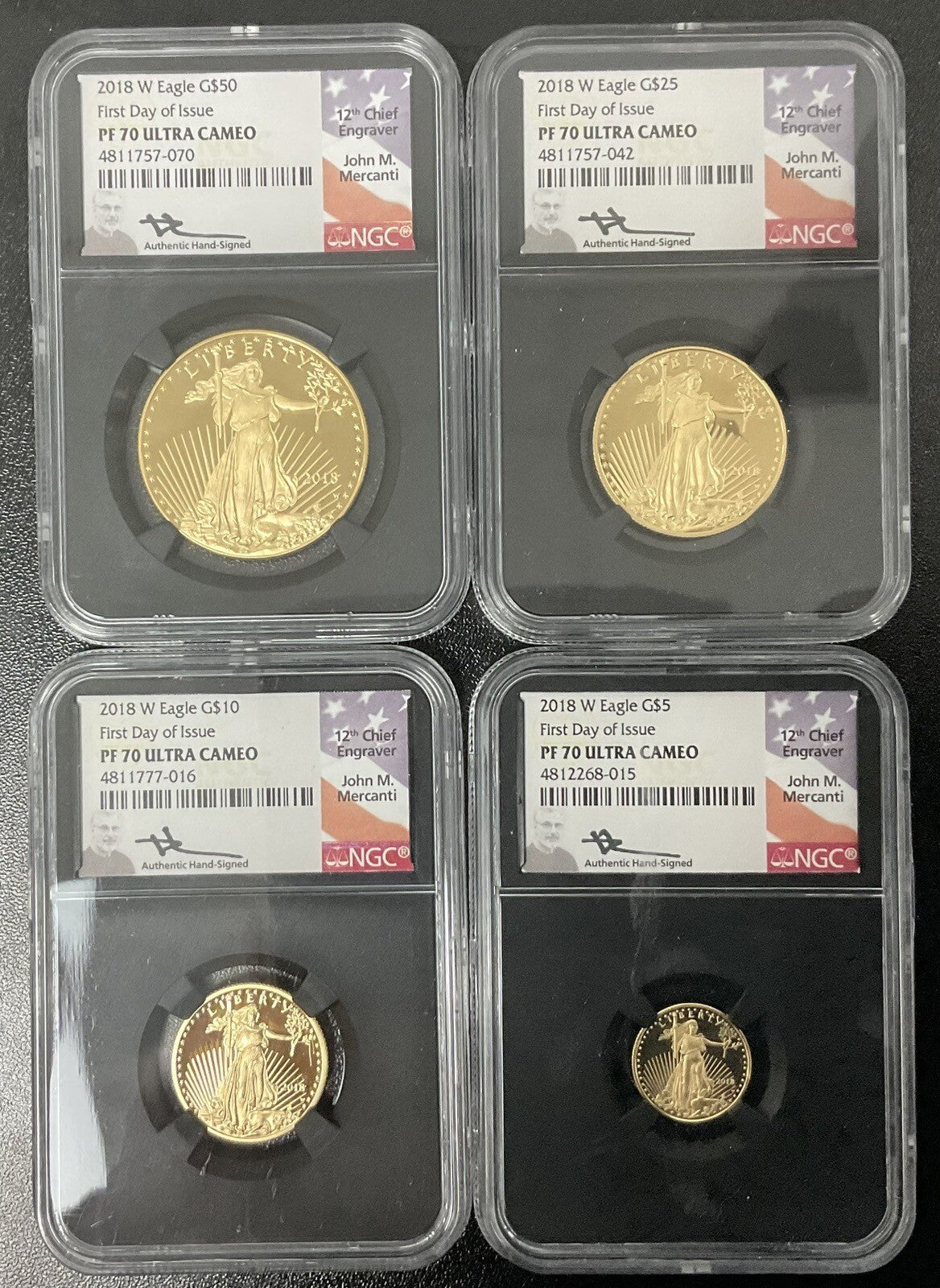 2018-W American Gold Eagle Set NGC PF70 Ultra Cameo FDI Mercanti Signed