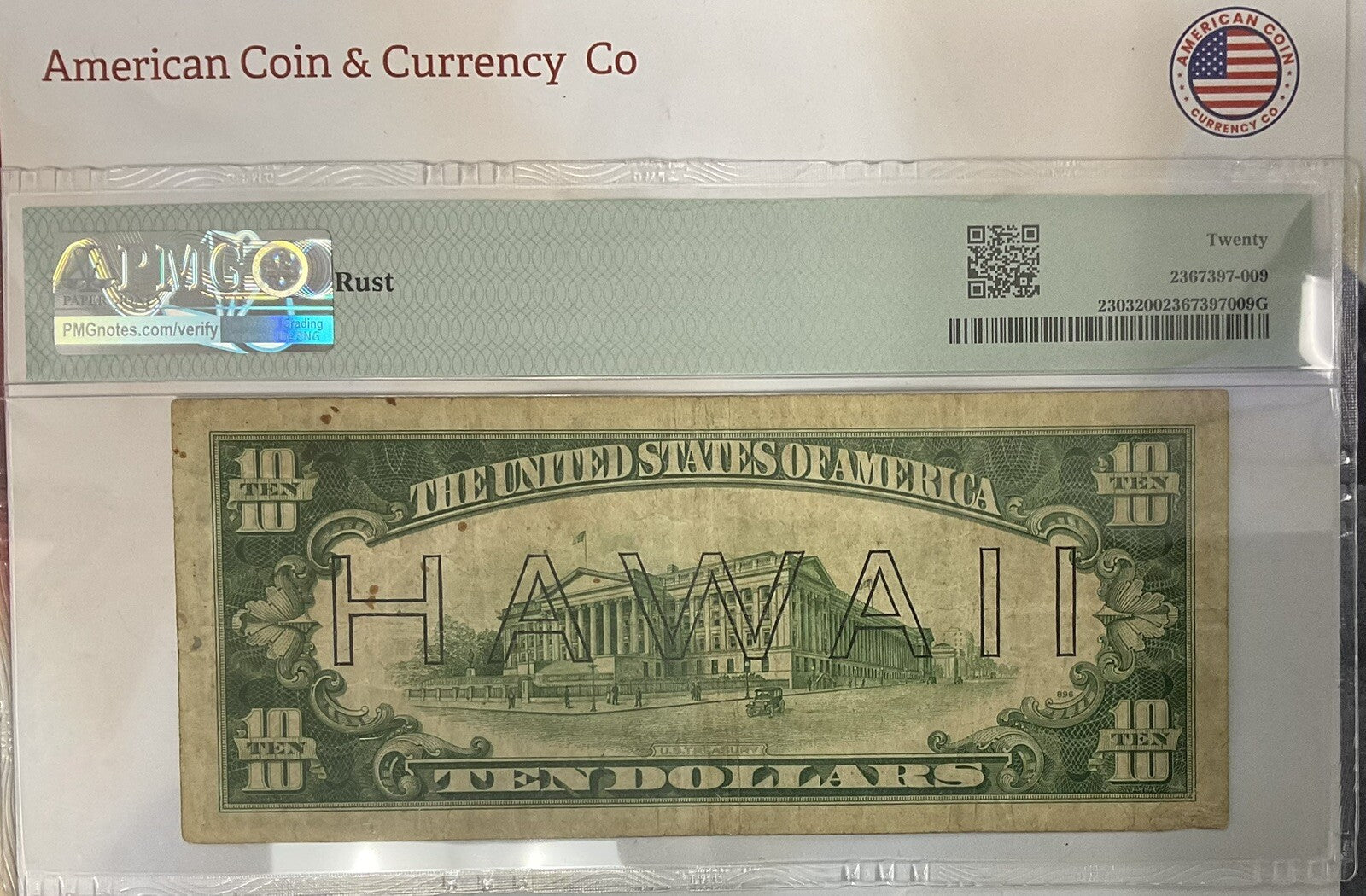 $10 1934A Hawaii - WWII Emergency Issue Fr#2303 PMG 20
