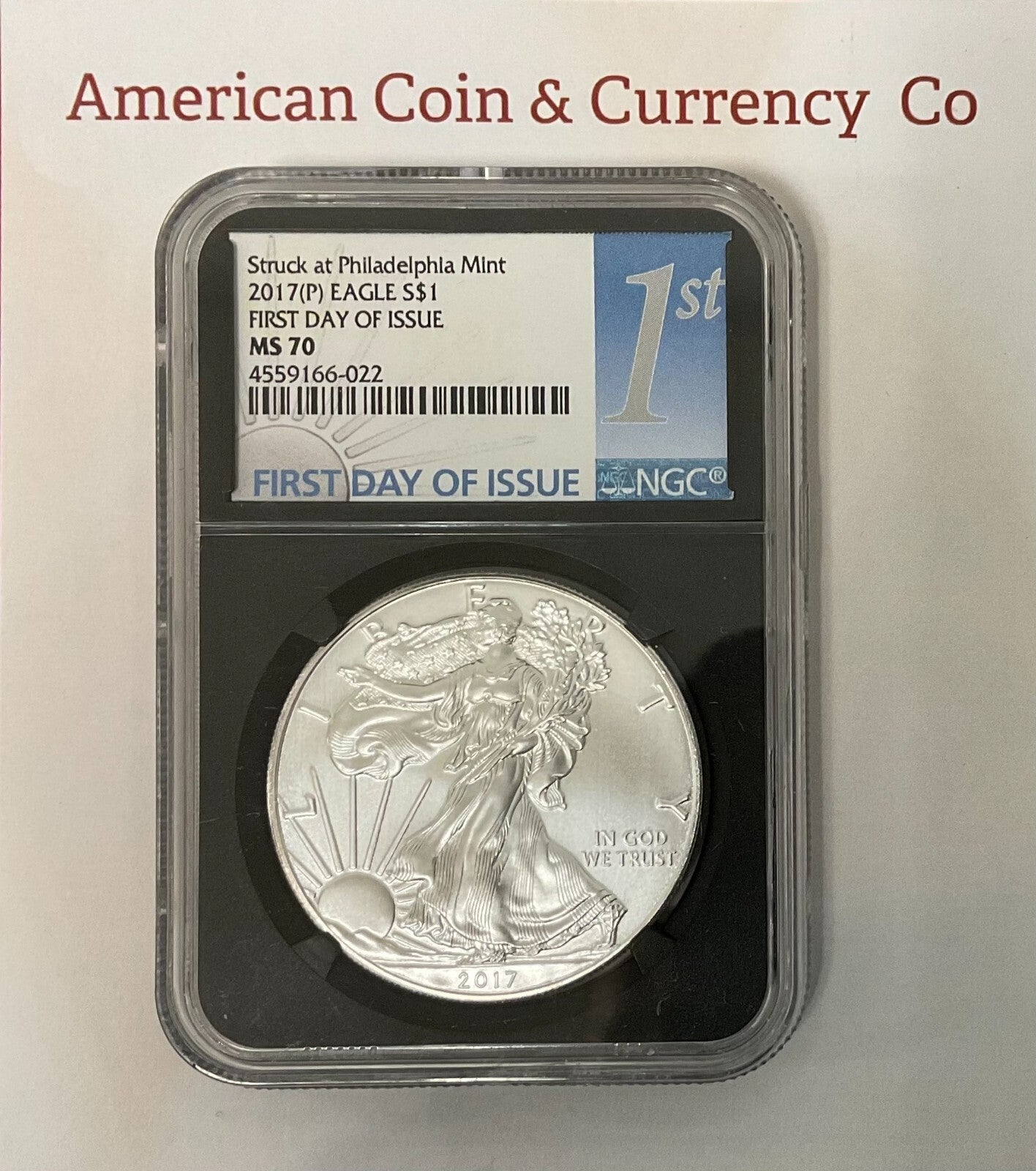 2017 (P) Silver Eagle S$1 "Struck At Philadelphia Mint" NGC MS70 FDI Mercanti 