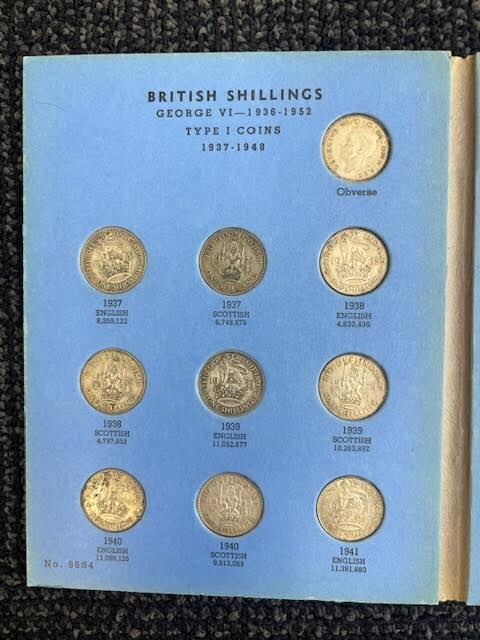 Great Britain Shillings Collection 1937 to 1951