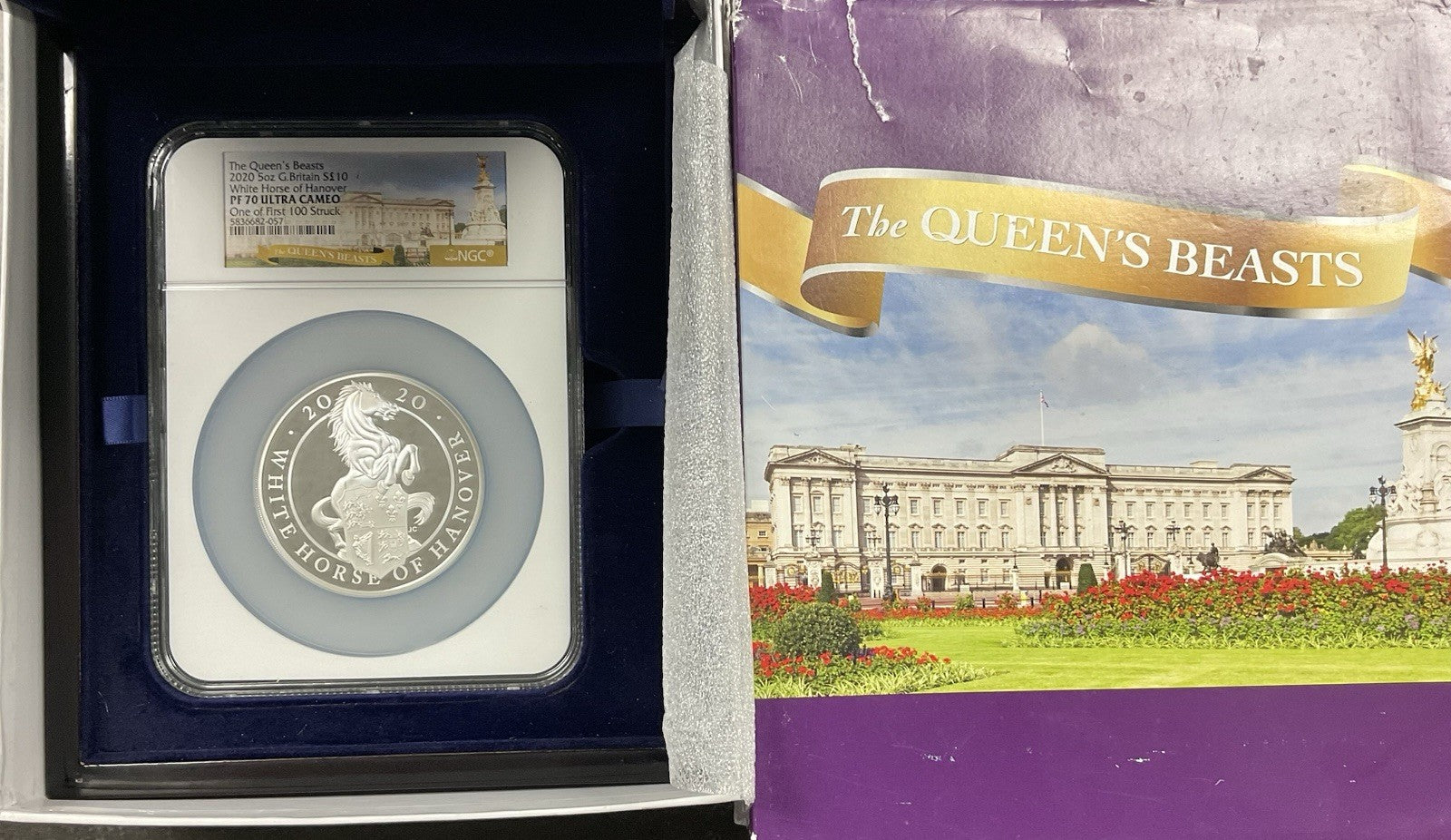 2020 Queens Beast 5 Oz G. Britain NGC PF70UC White Horse Of Hanover