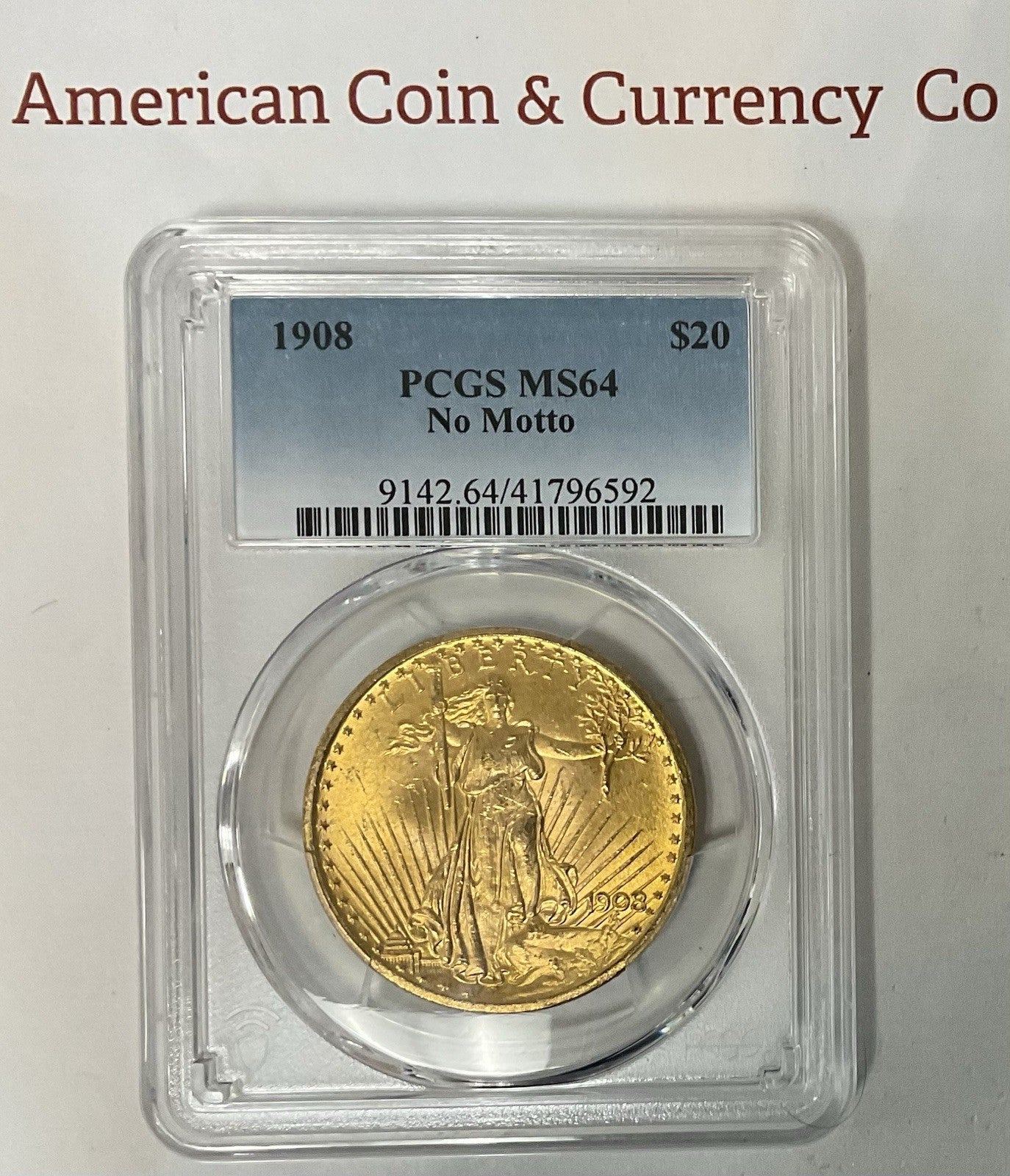 1908 $20 Saint Gaudens PCGS MS64 No Motto