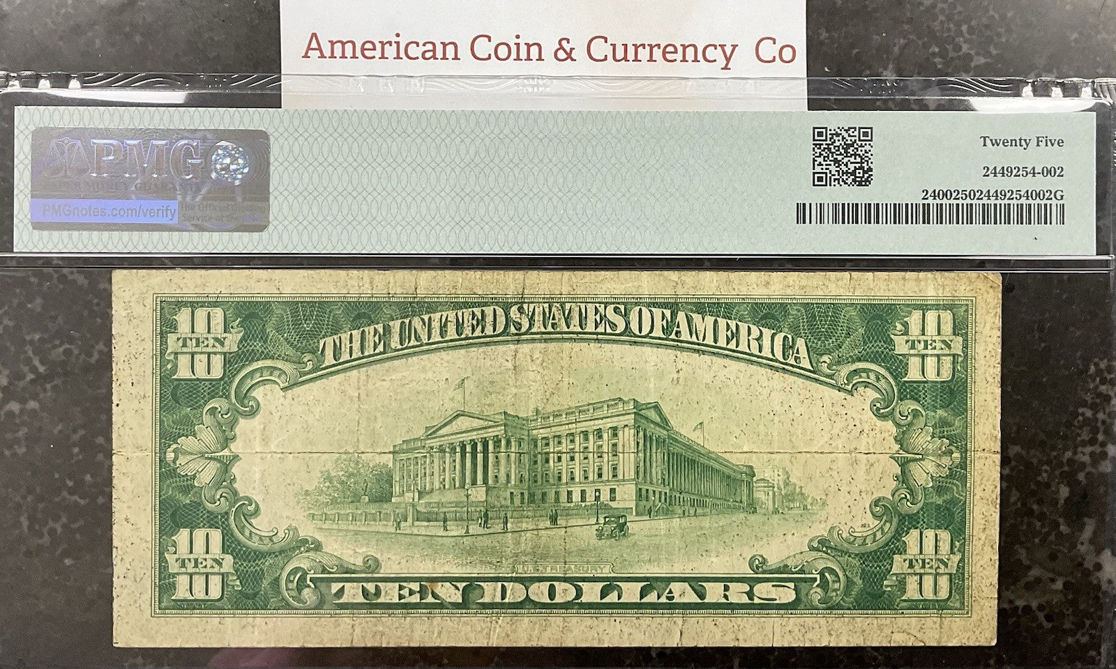 $10 1928 Gold Certificate Fr#2400 (AA Block) Woods/Mellon PMG 25 VF