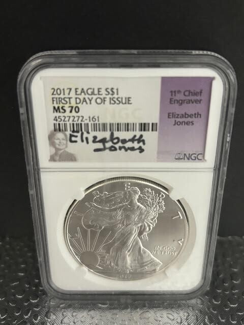2017 American Silver Eagle NGC MS 70 FDI Signed Mercanti, Jones & Moy 3 coin set