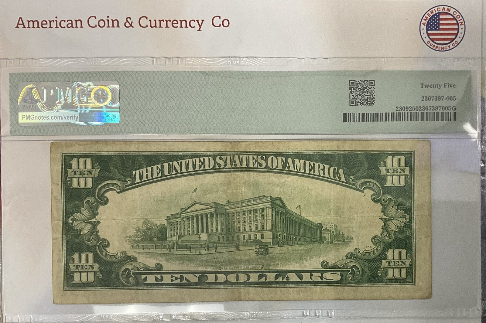 $10 1934A N. Africa - WWII Emergency Issue Fr#2309 PMG 25