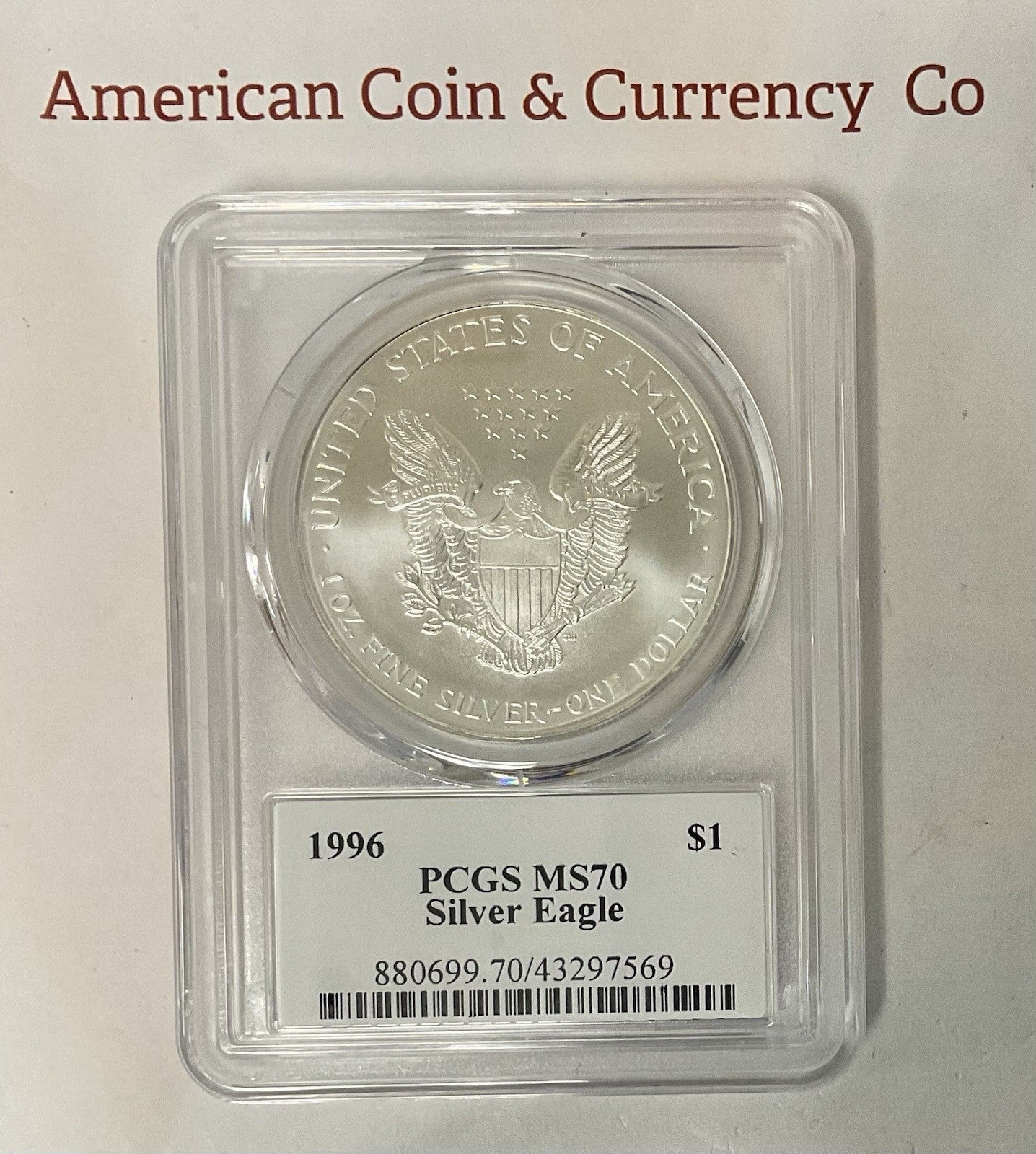 1996 American Silver Eagle PCGS MS-70 John Mercanti Signed