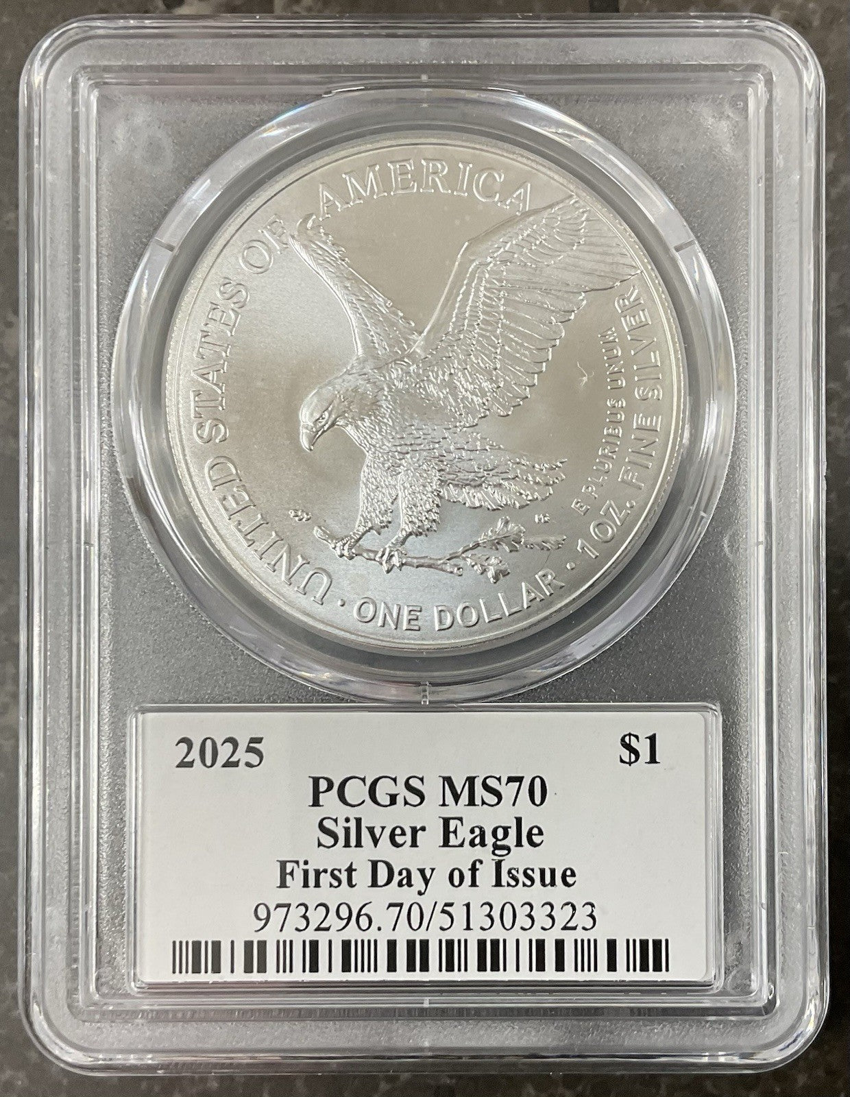 2025 American Silver Eagle PCGS MS-70 FDI Damstra Signed