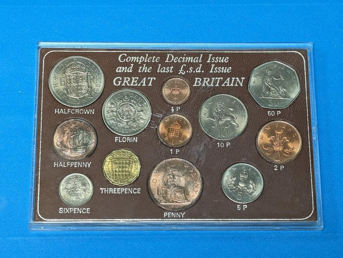 Great Britain, Complete Decimal Issue & the Last L.S.D. Issue Set of 12 Coins.