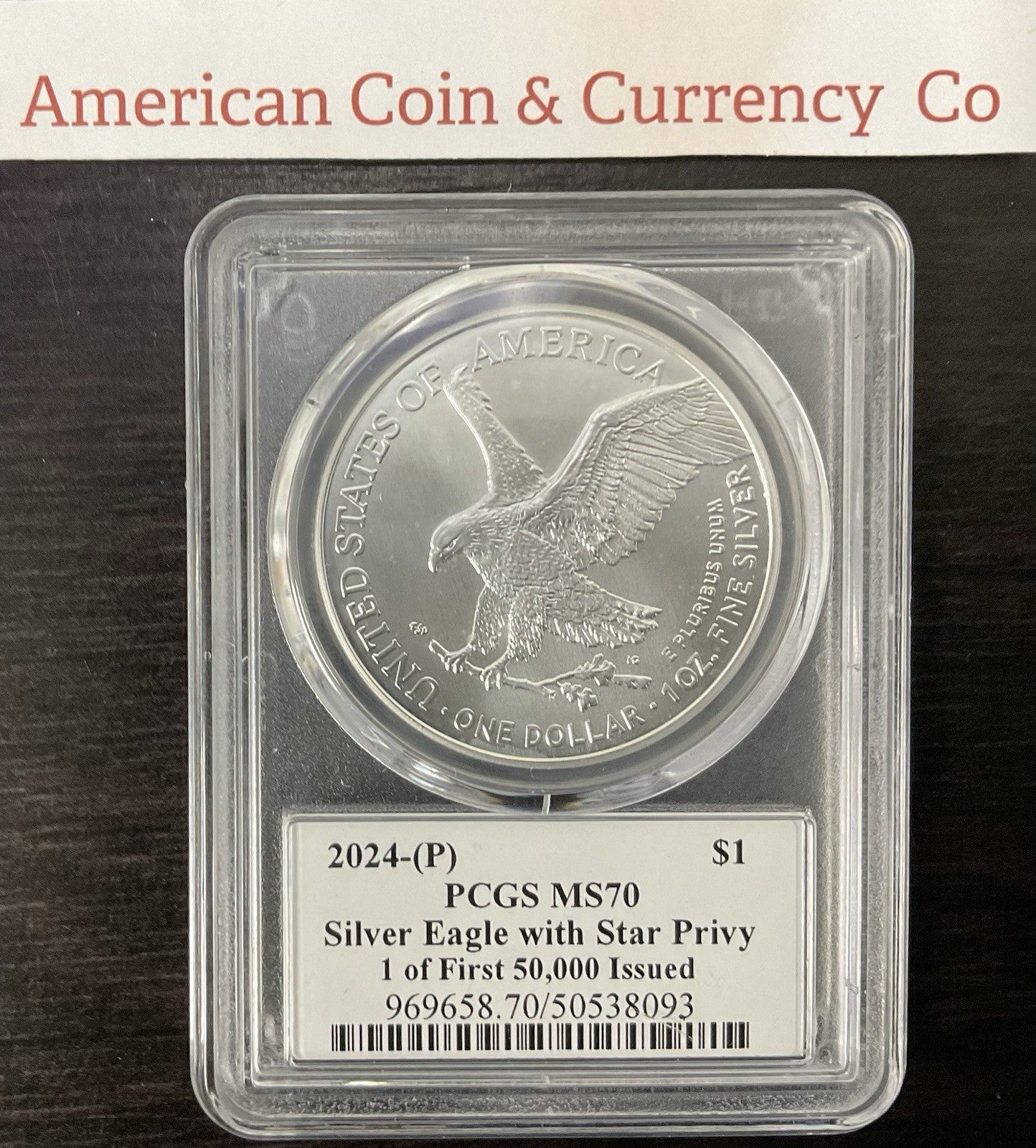 2024 (P) Silver Eagle With Star Privy PCGS MS70 1 Of 50,000 Damstra Signed