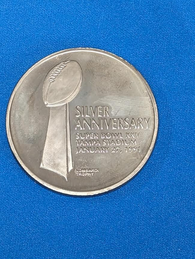 1991 Official NFL 25th Anniversary XXV Superbowl At Tampa Stadium Coin