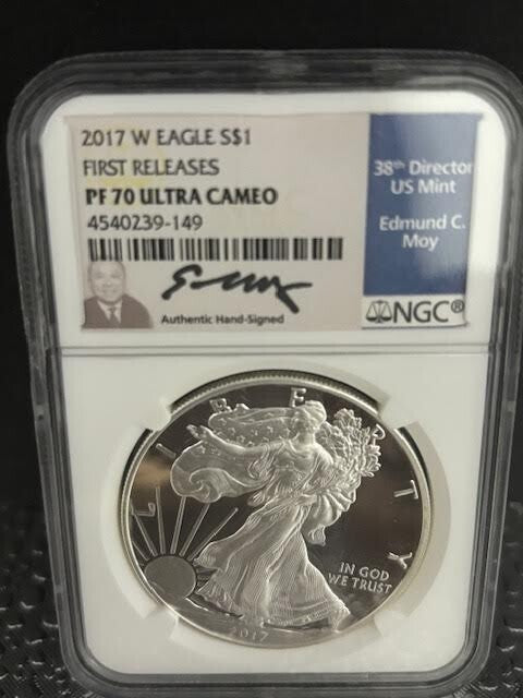 2017 American Silver Eagle NGC PF 70 UC First Release Merchants, Jones and Moy
