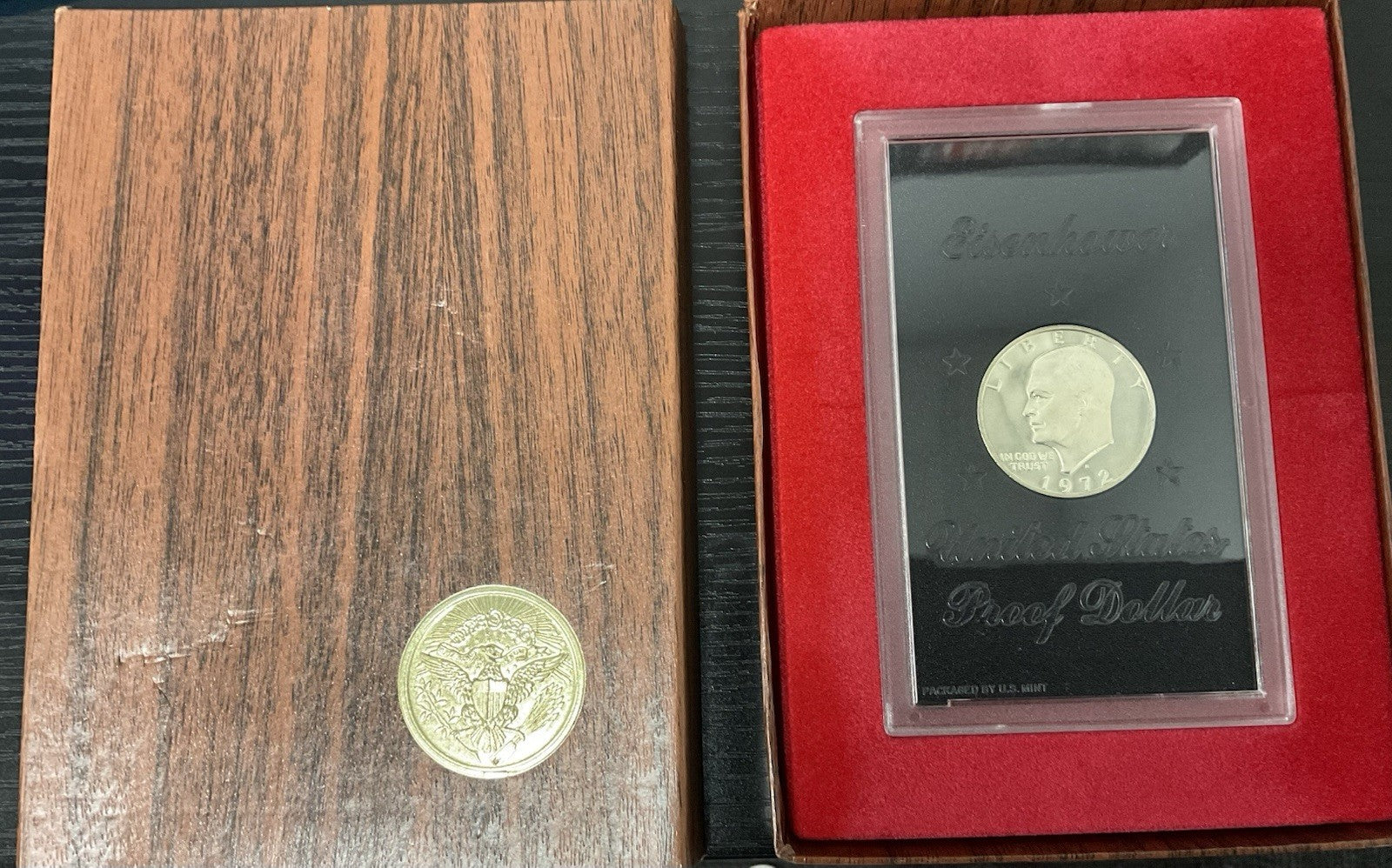 1972 -S Eisenhower Silver Dollar Brown Box
