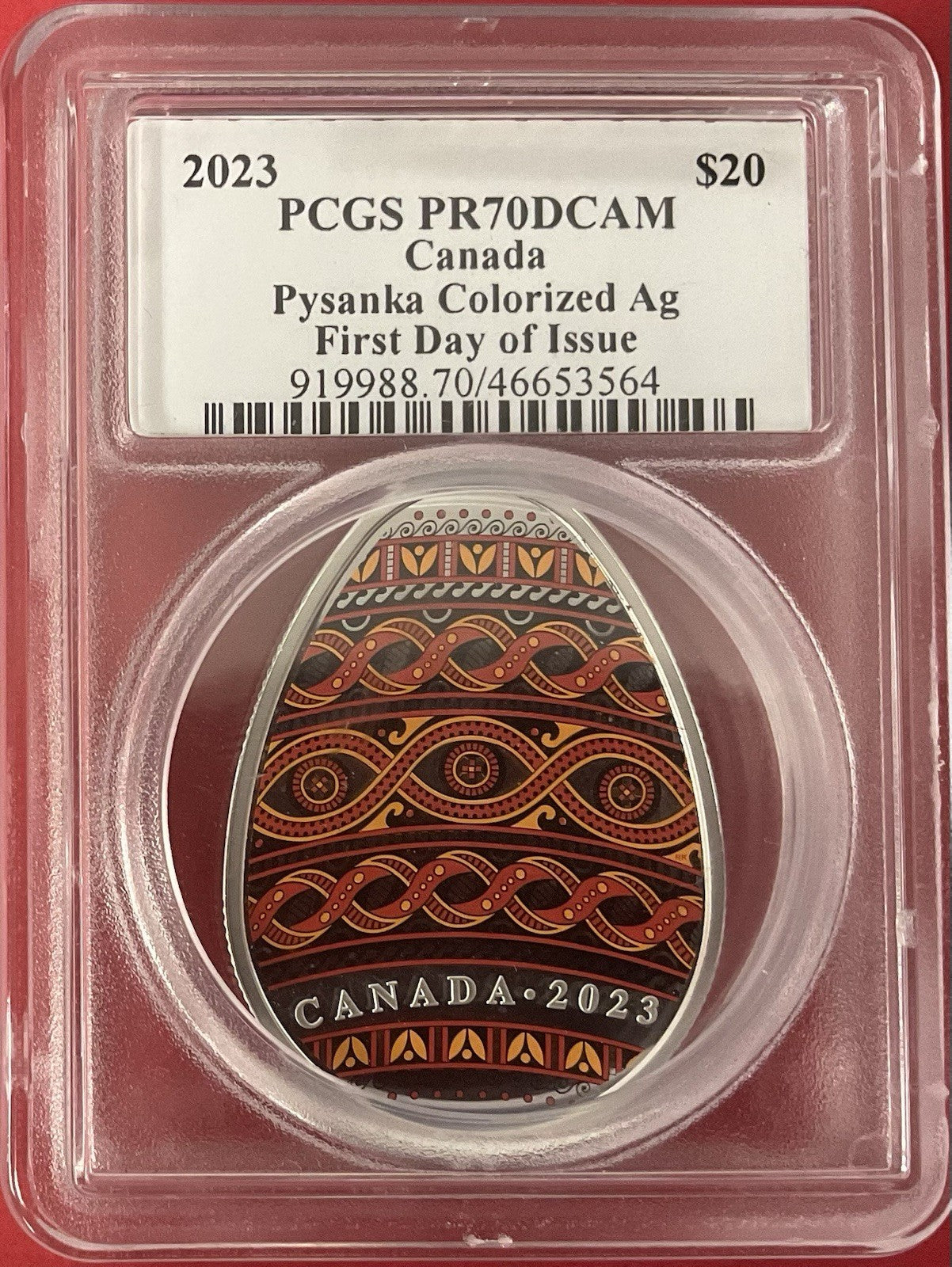 2023 $20 Canada PCGS PR70DCAM FDI Pysanka Colorized Ag Blunt Signed