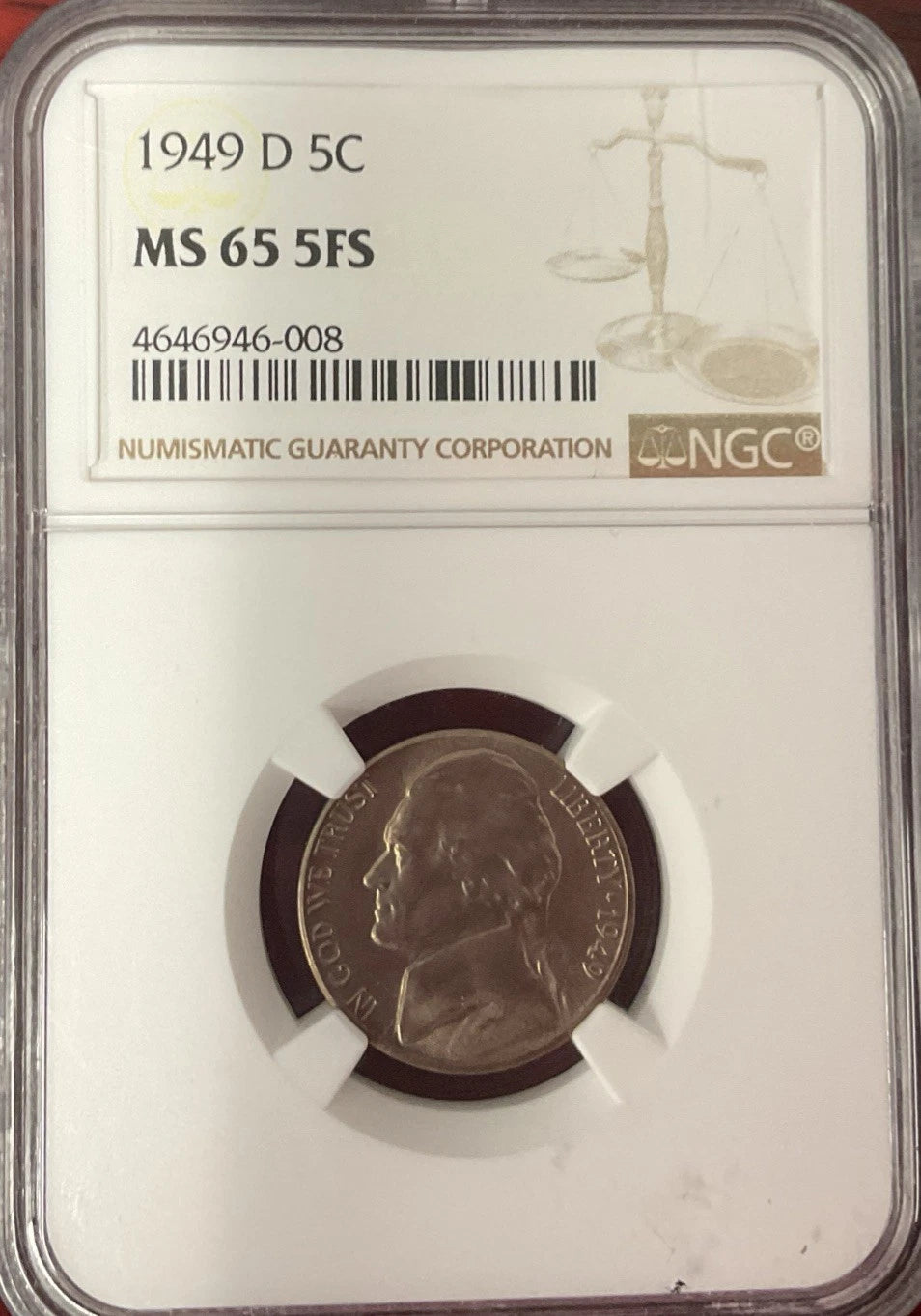 1949-D Nickel NGC MS 65 5FS