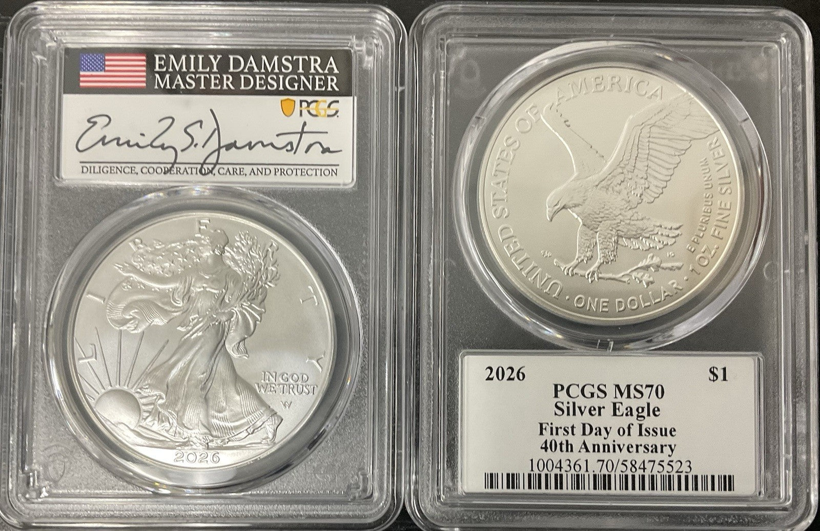 2026 American Eagle (ASE) PCGS MS-70 FDI 40th Anniversary Damstra Signed
